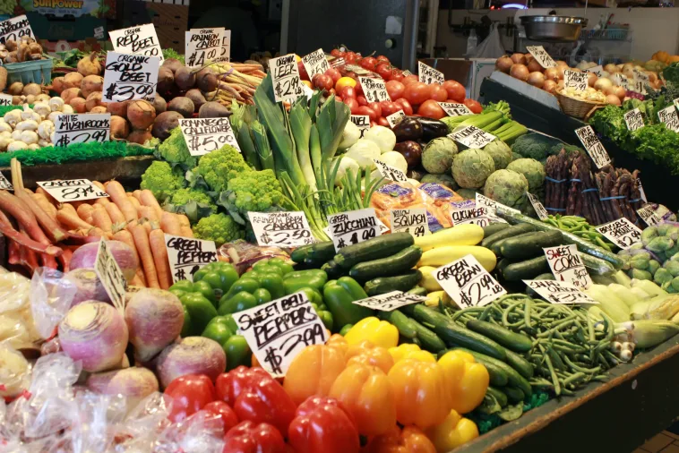 Image of vegetables being sold at market.